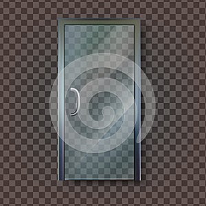 Glass Door With Silver Handle And Hinges Vector