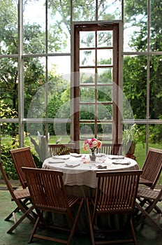 Glass Door and Table