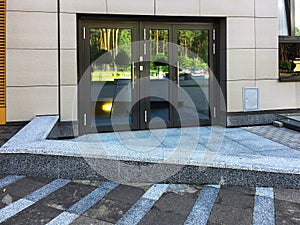 Glass Doors of Entrance to Modern Building