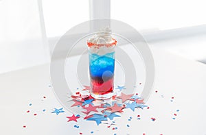 Glass of drink on american independence day party