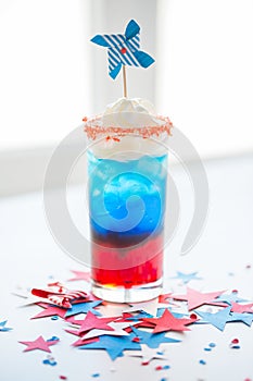 Glass of drink on american independence day party