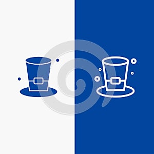 Glass, Drink, Wine, Beer Line and Glyph Solid icon Blue banner Line and Glyph Solid icon Blue banner