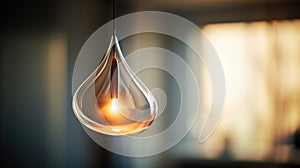 A glass drop light hanging from a ceiling, AI