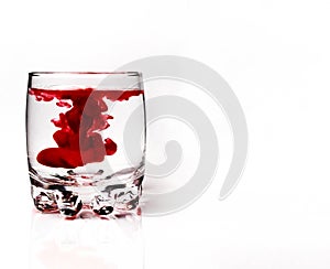glass with a drop of wine on a white background