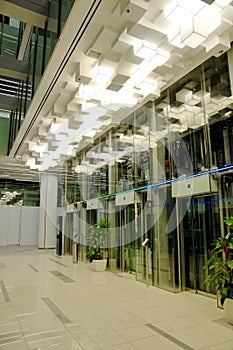 Glass elevators in new shopping mall