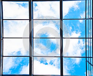 Glass entrance to modern building