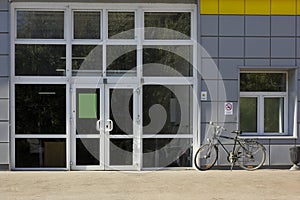 Glass entrance to office