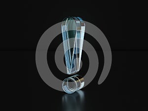 Glass exclamation mark symbol 3D illustration