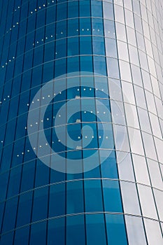 Glass facade of business building