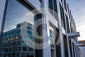 Glass facade of an office building