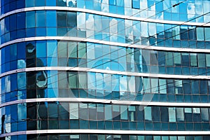 Glass facade of a tall building