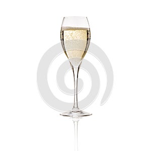 Glass of fancy bubbling champagne