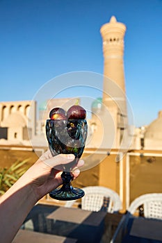 Glass with figs in Bukhara, Uzbekistan
