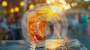 Glass Filled With Ice and Lemon Slice