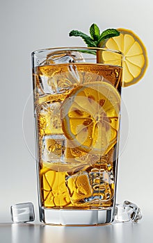 Glass Filled With Ice and Lemon Slices