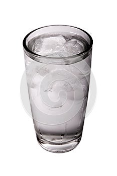 Glass filled with water and ice