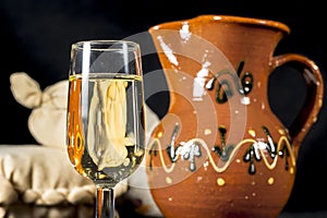 Glass of fino sherry. Manzanilla wine photo