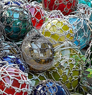 Glass Fishing Floats with Netting