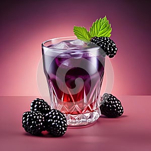 A glass of fizzy blackberry soda with a blackberry2
