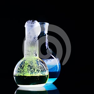 Glass flask with a chemical reagent