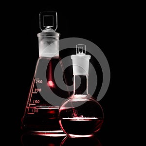 Glass flask with a chemical reagent.