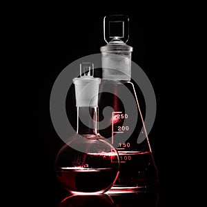 Glass flask with a chemical reagent