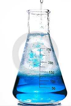 Glass flask with a chemical reagent