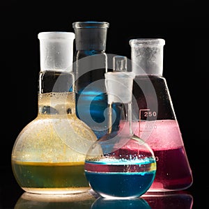 Glass flask with a chemical reagent