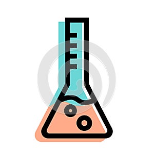 Glass flask with a chemical solution