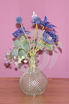 Glass Flower vase on table , indoor photography