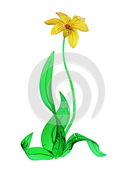 Glass Flower on White Background