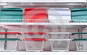 Glass food containers with colored lids for storing food