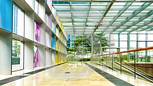 Glass frame modern commercial building hall
