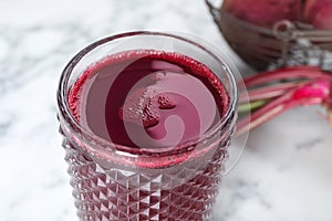 Glass with fresh beet juice