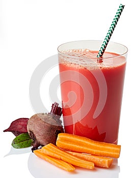 Glass of fresh carrot - beetroot juice