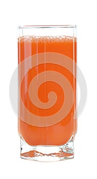 A glass of fresh carrot juice