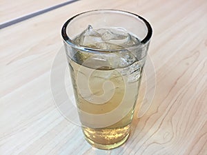 a glass of fresh cold ocha drink