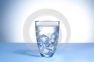 Glass of fresh cool water on table