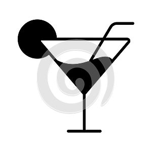 A glass of fresh drink with piece of lemon showing concept icon of party drink