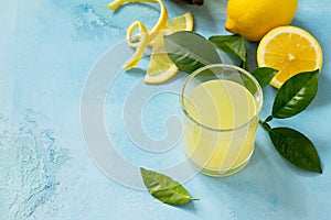 Glass of fresh freshly squeezed lemon juice.
