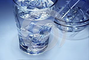 A glass of fresh ice water.