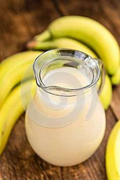 Glass with fresh made Banana juice