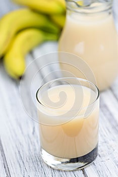 Glass with fresh made Banana juice