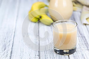 Glass with fresh made Banana juice