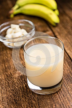 Glass with fresh made Banana juice