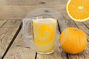 Glass with fresh orange juice