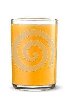 Glass of fresh orange juice isolated on white background.