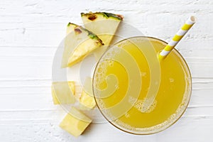 Glass of fresh pineapple juice