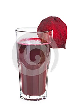 A glass of fresh red beet juice