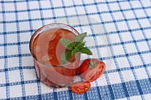 Glass of freshly squeezed tomato juice